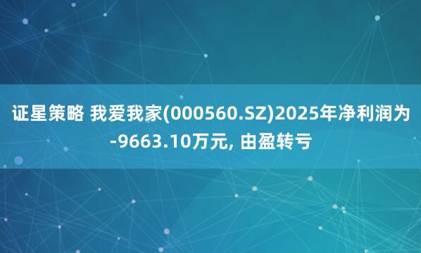 证星策略 我爱我家(000560.SZ)2025年净利润为-9663.10万元, 由盈转亏